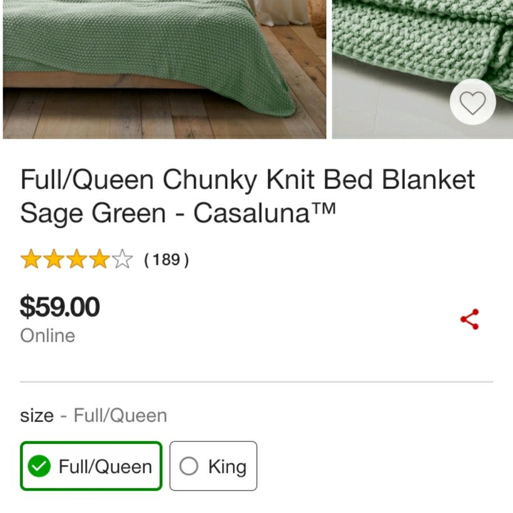 Full Queen chunky knit blanket